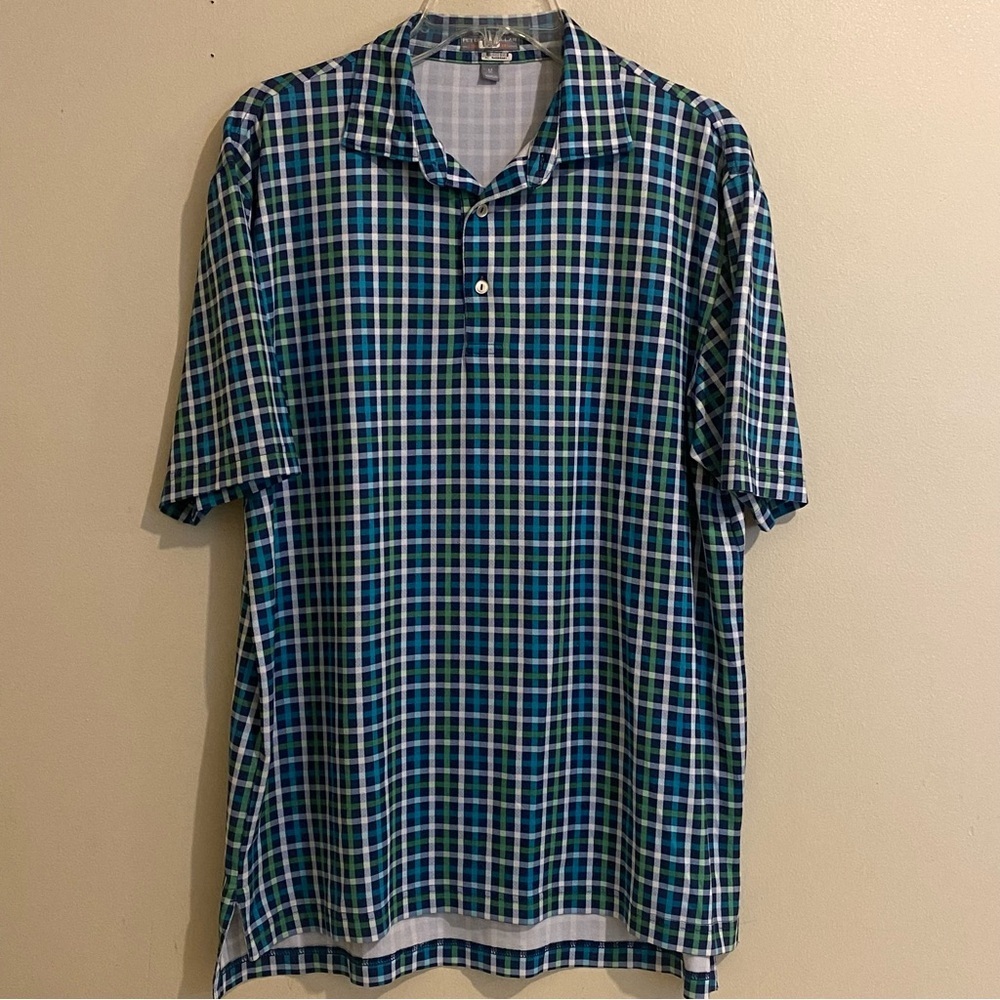 Peter Millar Polo Shirt Mens Summer Comfort Golf Plaid Short Sleeve Size M